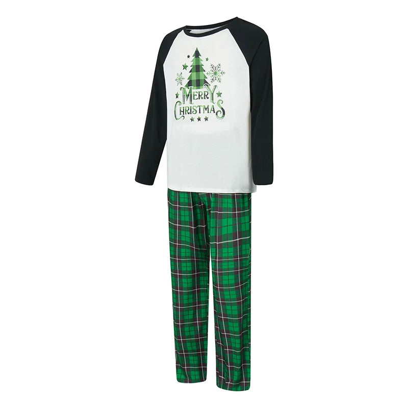 Christmas Family Pajamas Matching Set Green & White