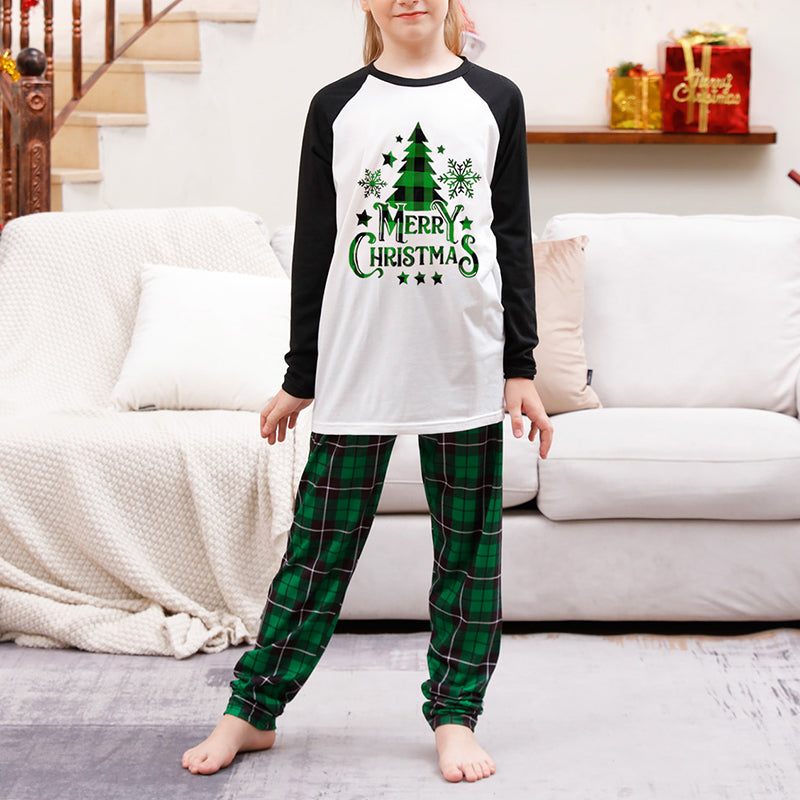 Christmas Family Pajamas Matching Set Green & White