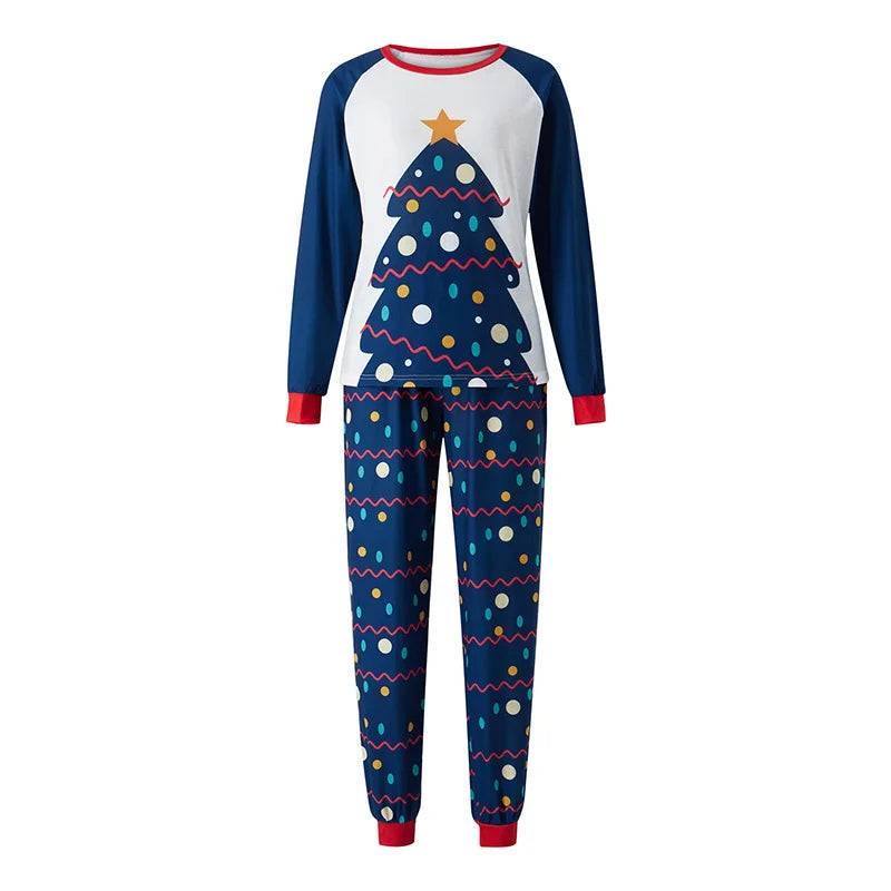 Christmas Family Pajamas Set Blue & White