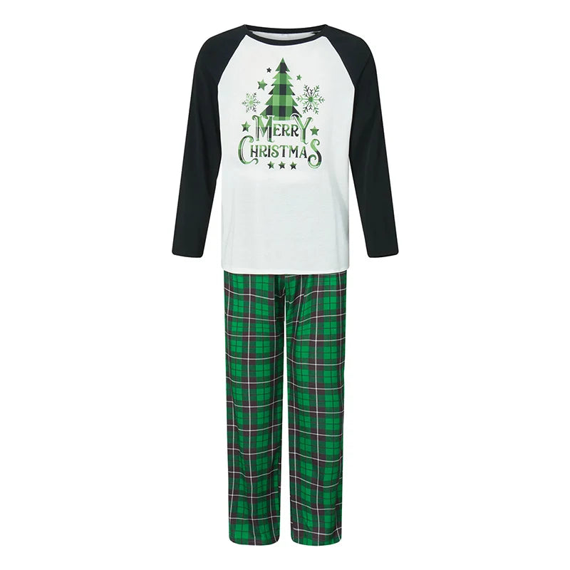 Christmas Family Pajamas Matching Set Green & White