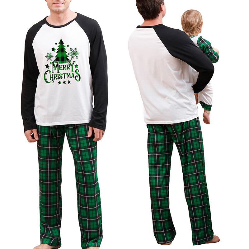 Christmas Family Pajamas Matching Set Green & White