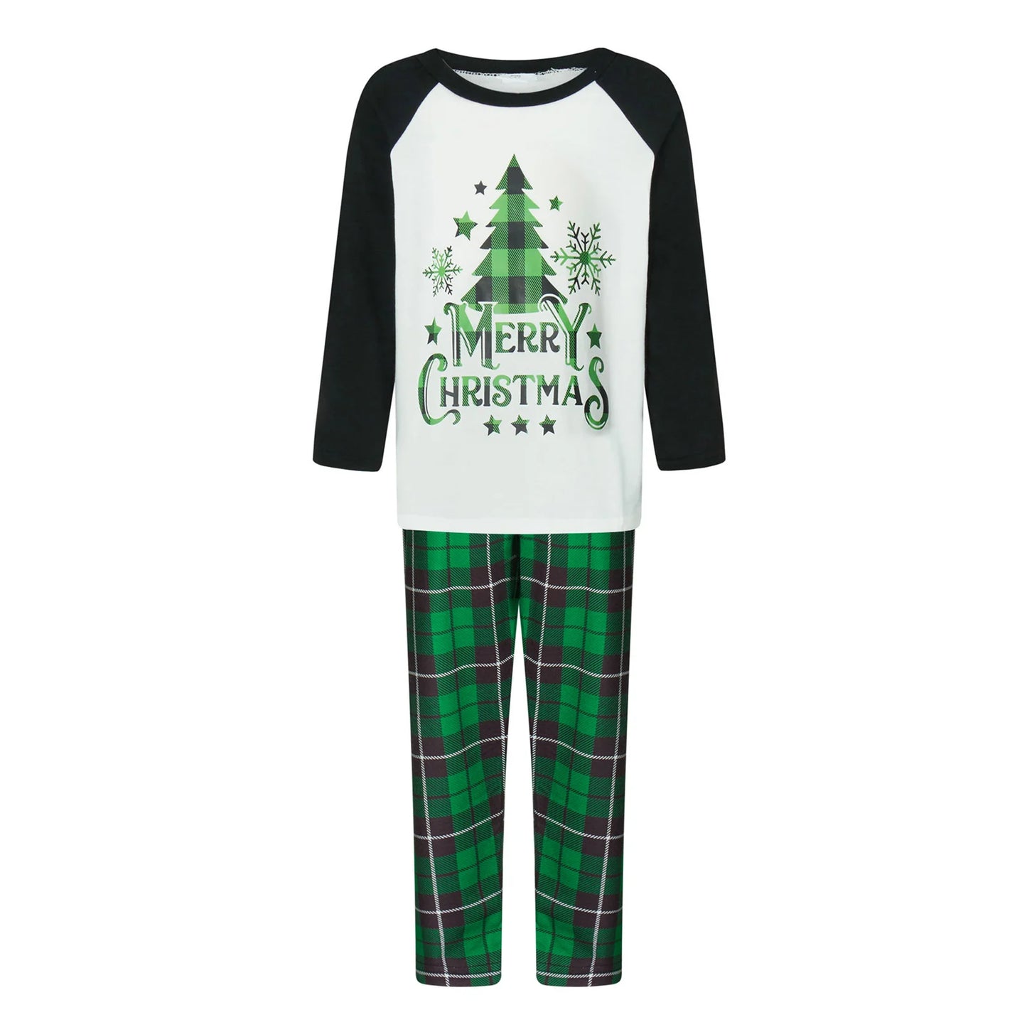 Christmas Family Pajamas Matching Set Green & White