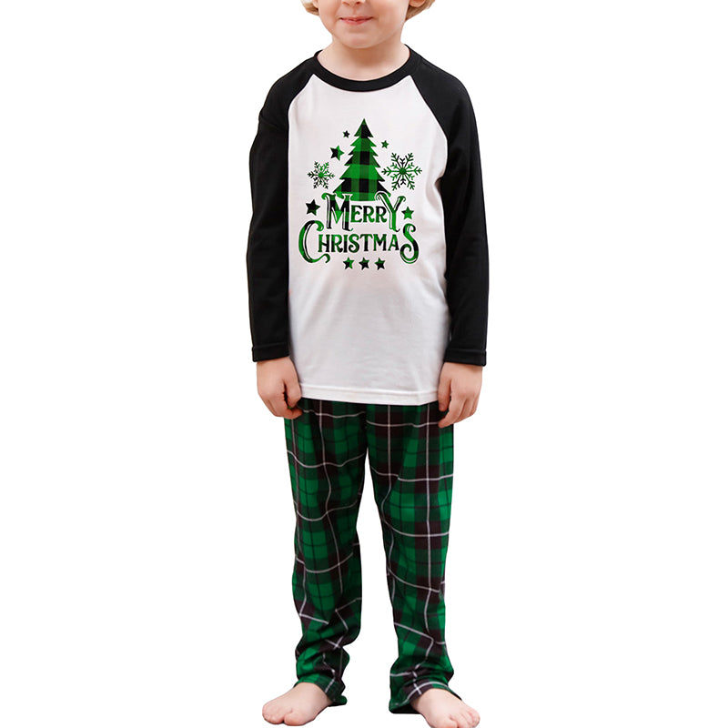 Christmas Family Pajamas Matching Set Green & White