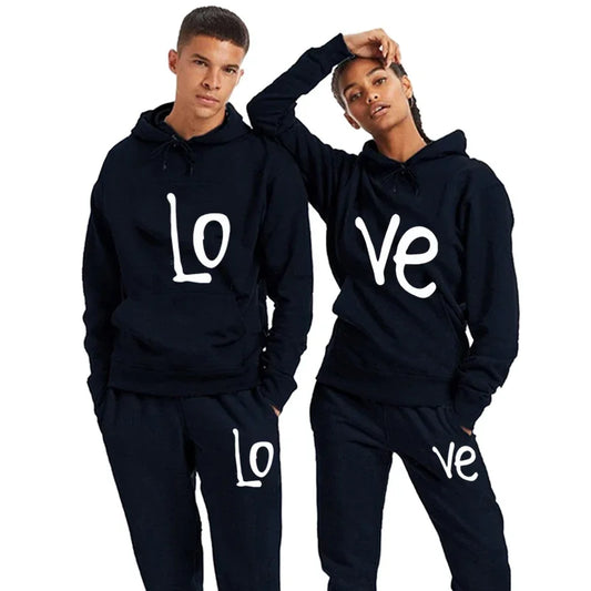 Couples Matching set Love Black Grey or Navy Blue Sweatsuit