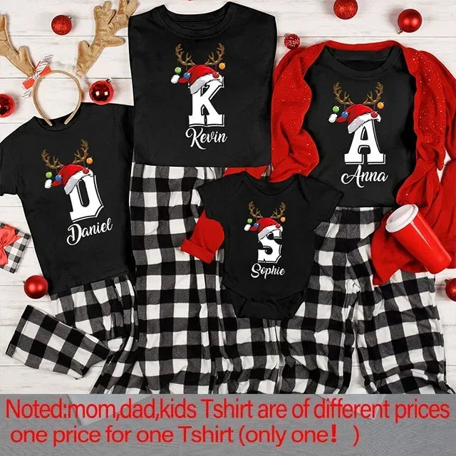 Personalized Christmas Family Matching Clothes Black White Red