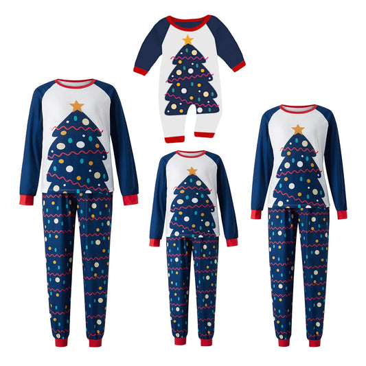 Christmas Family Pajamas Set Blue & White